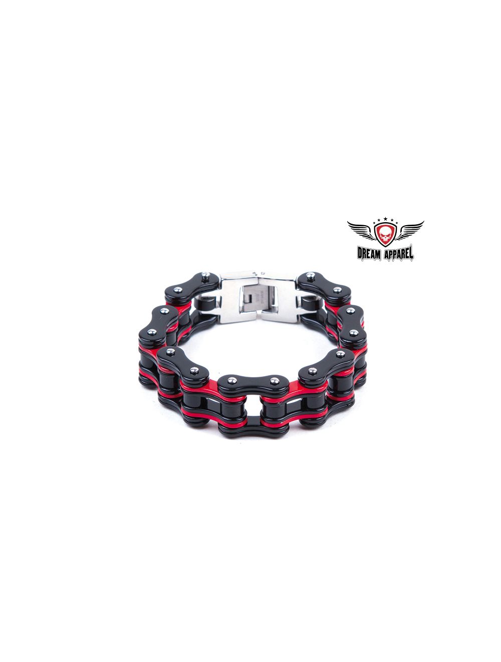 Black & Red Stainless Steel Motorcycle Chain Bracelet