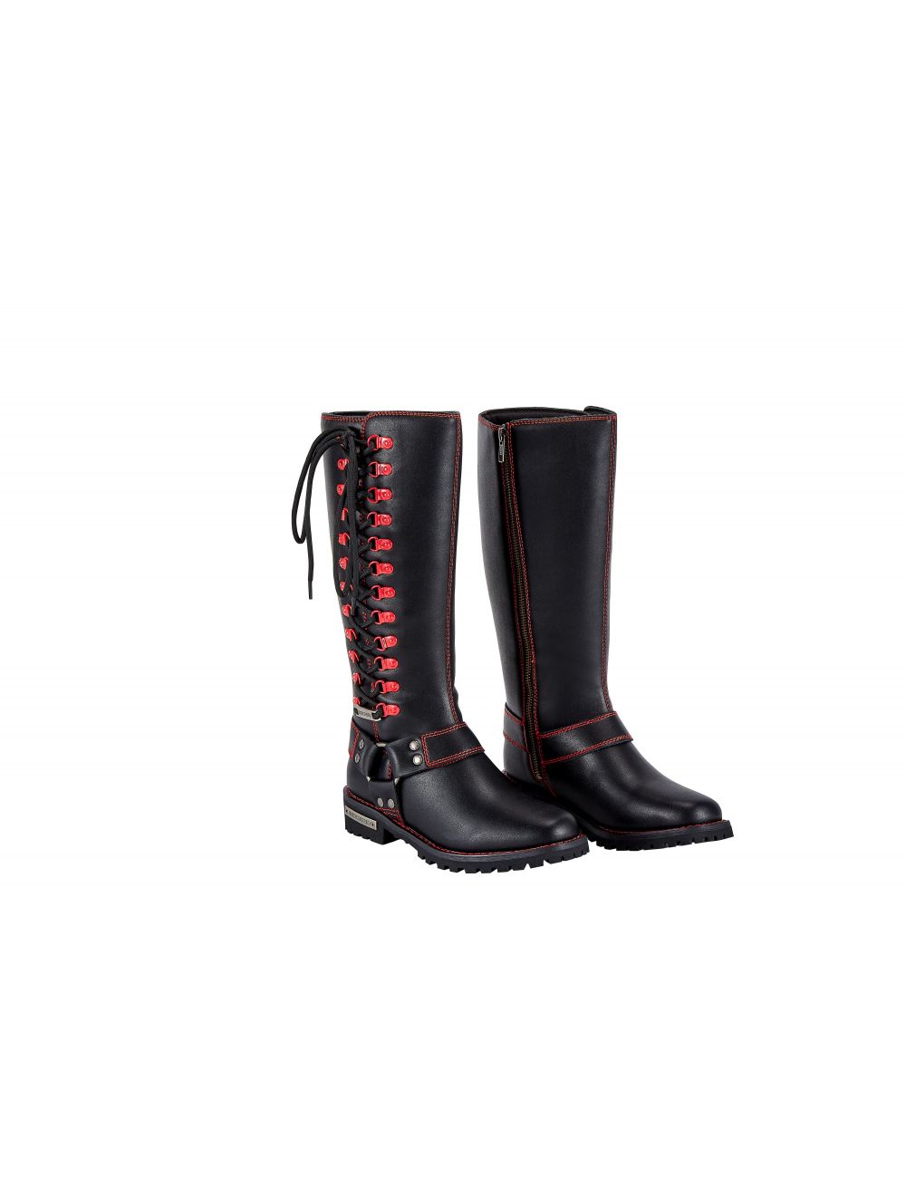Dream Apparel® Women Biker Long Boots with Red Laces