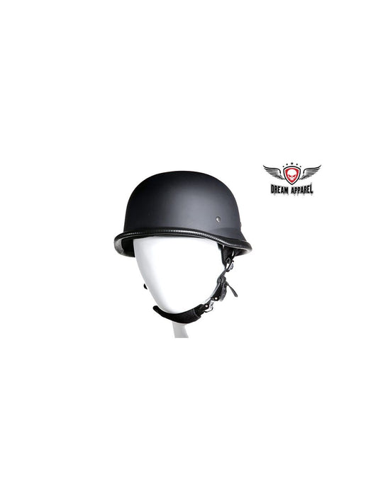 German Novelty Flat Black Helmet with Adjustable Chin Strap