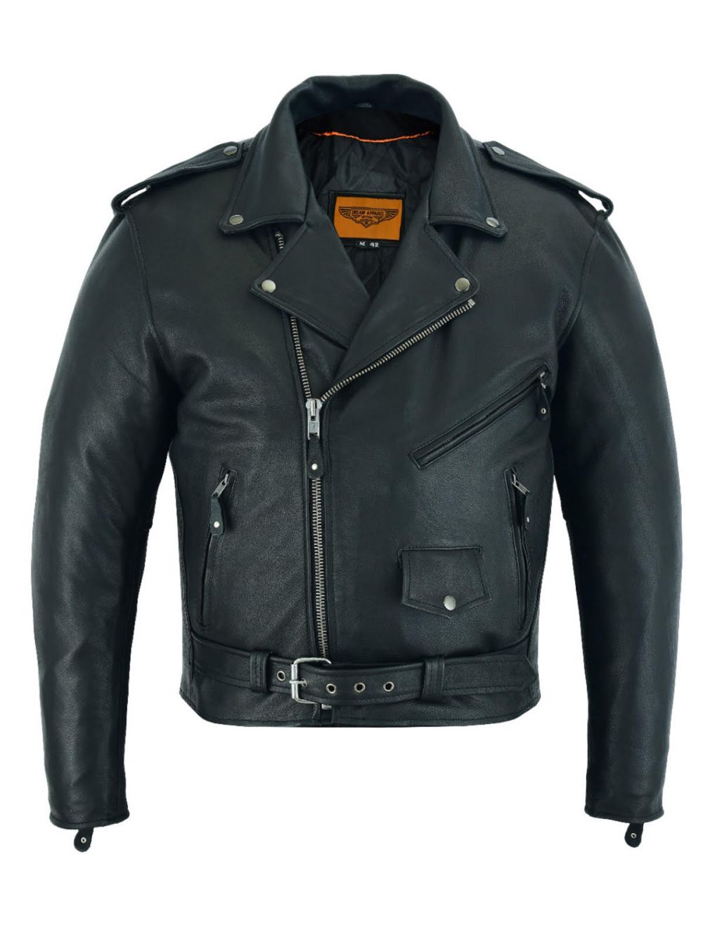 Dream Apparel Women Motorcycle Classic Leather Jacket Premier Cowhide Leather Silver Hardware
