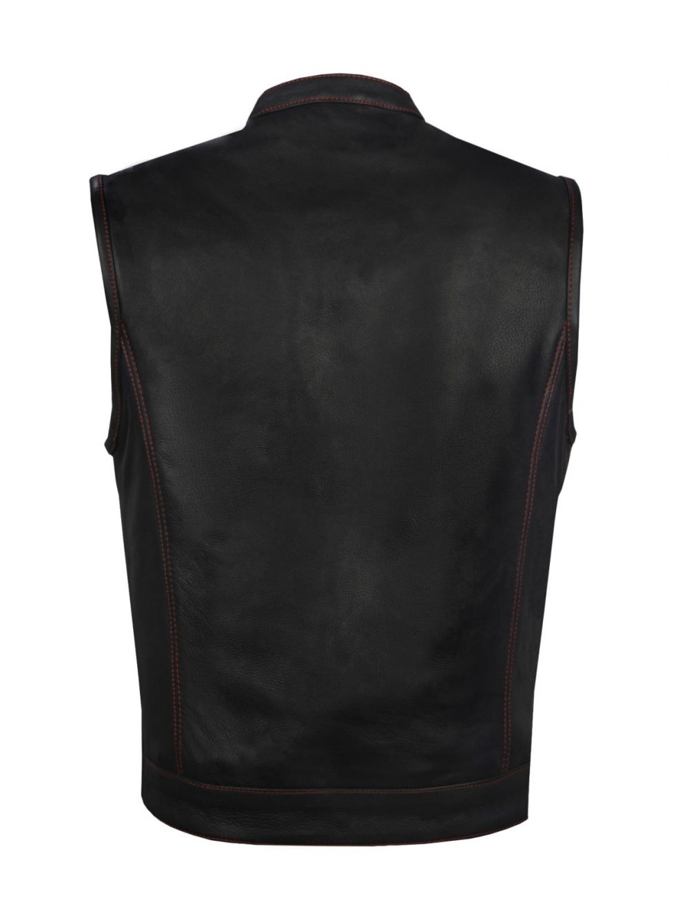 Men's Leather Vest with Red Paisley Liner