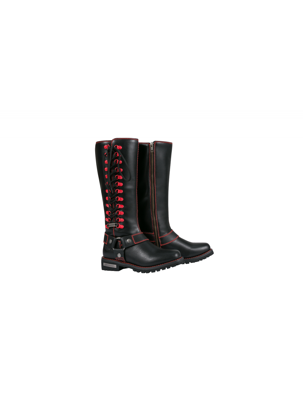Dream Apparel® Women Biker Long Boots with Red Laces
