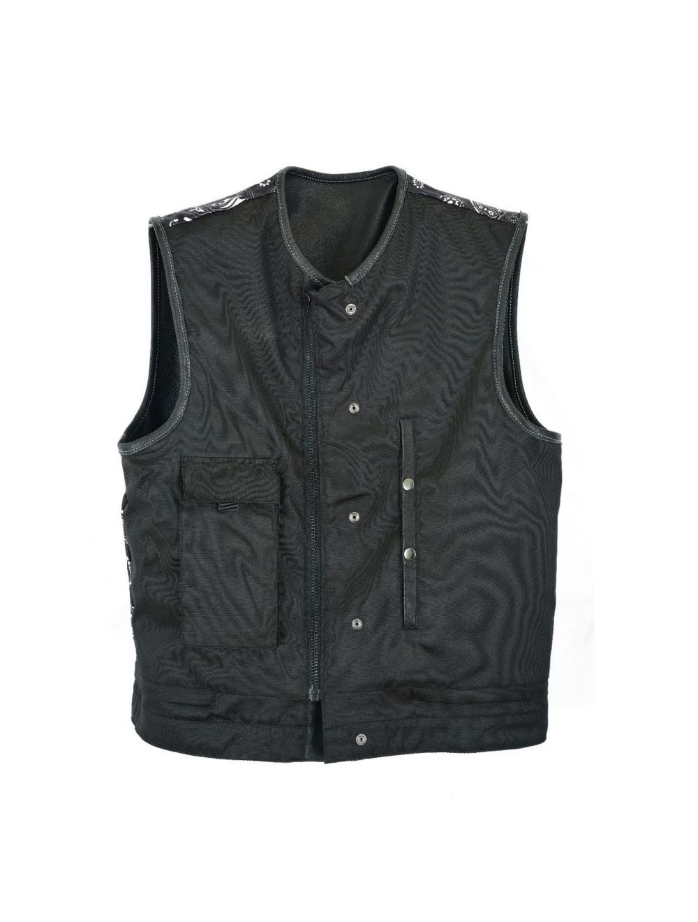 Men's Leather Vest with Black Paisley Liner