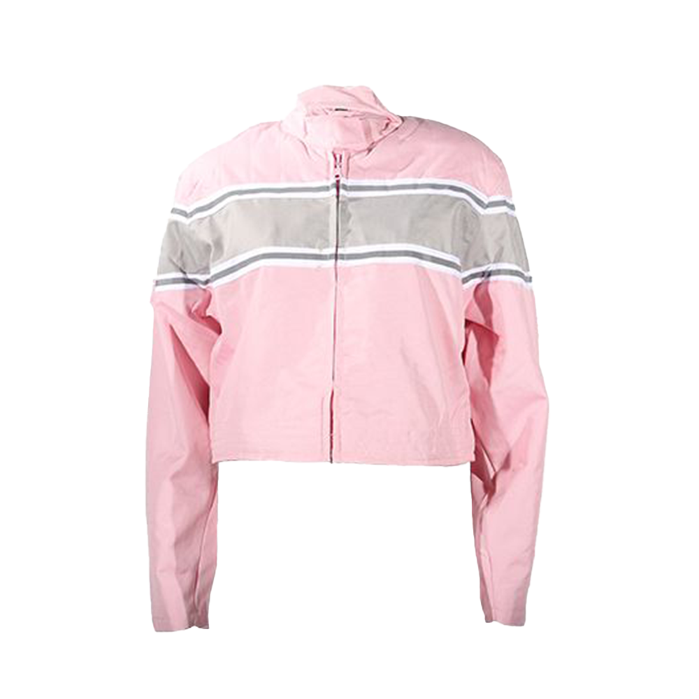 Women's Light Pink Lightweight Racer Style Textile Jacket