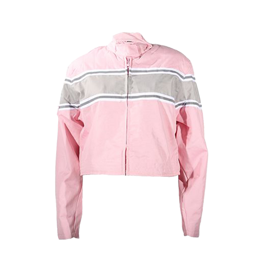 Women's Light Pink Lightweight Racer Style Textile Jacket