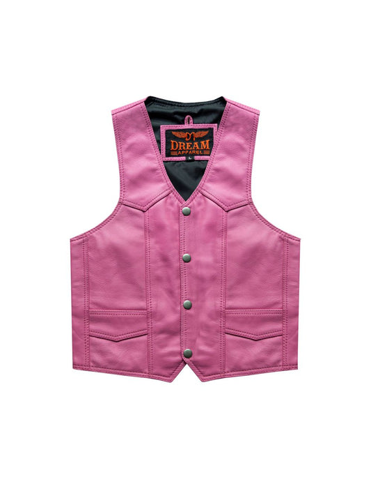 Kids Pink Leather Vest